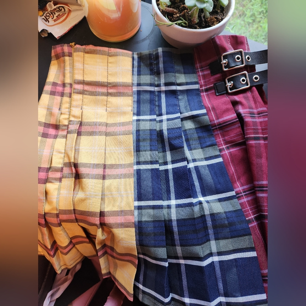 Multi colored plaid mini skirt